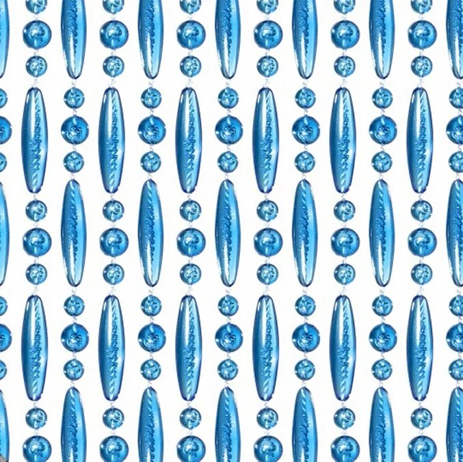 Vliegengordijn Kralen Op Maat: Verspringen Blauw Transparant 3 Vliegengordijn Kralen Op Maat: Verspringen Blauw Transparant